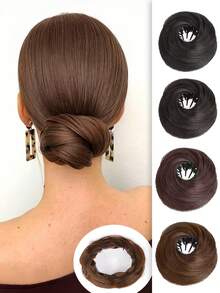 假发髻接发鸟巢发夹发饰芭蕾发髻合成甜甜圈发髻可展开发髻固定发爪复古伸缩马尾辫无需发夹耐用防滑小发髻黑色适用于高马尾和低发髻造型固定发夹扣适合女性女孩 - 彩色 - 查看 2