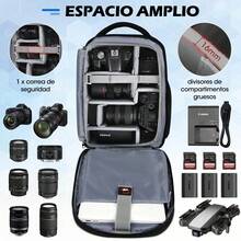 Mochila para Camara Fotografica, Bolsa Mochila Profesional para Camara, Mochila Impermeable para Portátil de 15.6 pulgadas con Divisores Desmontables y Cubierta para la lluvia - Negro - Ver 9