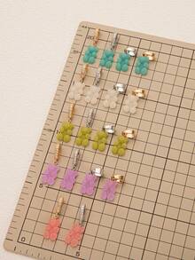 1pc Stainless Steel Cute Cartoon Multi-Color Teddy Bear Diamond Pendant, Suitable For DIY Creative Necklaces, Bracelets, Earrings, Bag Chains, Keychains, Plated With 18K Gold, Waterproof And Sweat Proof, Suitable For Daily Use, Is A Creative Pendant For Wives, Mothers And Girlfriends - Multicolor - View 3