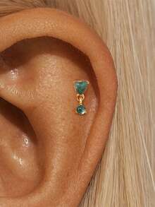 1 件 925 纯银苔藓玛瑙榄尖形平背软骨耳轮穿孔精美珠宝适合日常佩戴婚礼派对订婚周年纪念情人节 - 金色 - 查看 13