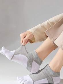 1/4 Pairs Men's Low Cut Toe Socks, No Show Toes Splitting Sports Socks, Suitable For Daily Or Sports Use, Fall - Multicolor - View 7