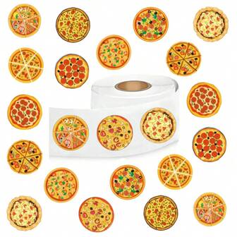 500pcs/Roll Pizza Food Vintage Romantic Fashion Aesthetic Doodle Stickers, Cute Cartoon Interesting Aesthetic Label Sticker Pack For Scrapbook Self-Adhesive Stationery Cards Envelopes Guitar Instrument Decor, Holiday Gifts, Teen Party Rewards Motivation Stickers, New Year Winter