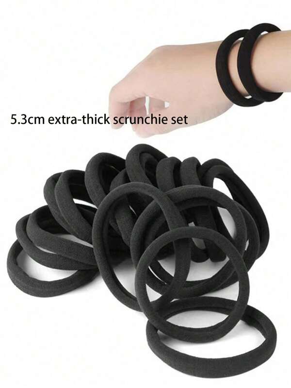 500/400/300/200/100PCS Black Hair Ties For Women Girls Seamless Thick Hair Band Elastic Hair Ties No Damage Ponytail Holder For Long Lasting Braids Ponytails And Medium Hair Cotton Elastic Bands Soft Hair Accessories