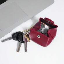 Ví nữ mini khóa bấm thời trang đa năng có họa tiết PU, cầm tay, ví nữ mini, ví tiền xu - Đỏ - Xem 4