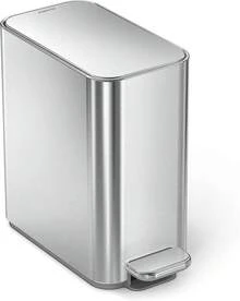 Simplehuman Small Bathroom Trash Can With Lid, Stainless Steal Waste Basket, 5 Liter / 1.3 Gallon, White - Brushed Stainless Steel - View 1
