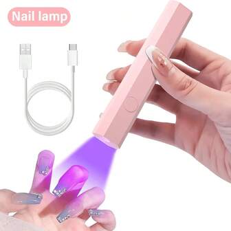 1pc Portable LED Display Nail Lamp, USB Rechargeable Nail Dryer Light For Gel Nail Polish, Suitable For Home DIY
