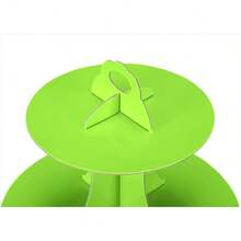 Cake Stand Holder,  3-Tier Cupcake Stand, Tiered DIY Cupcake Stand Tower For Dessert Table Displays, Birthday Theme Party Favors Decoration, Floral Tea Party, 12" W X 12.8" H, White - Green - View 5