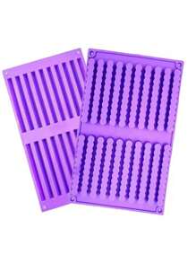 1 pieza/2 piezas Molde de silicona antiadherente - y fácil de desmoldar, apto para panqueques, chocolates, galletas, jabón, etc. - Herramientas DIY rosa y moradas, moldes de chocolate largos, moldes de jabón artesanal, bandejas, multifuncional