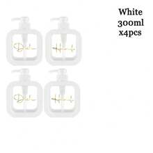 2/4pcs Reusable Hand & Bath Soap Dispenser Kit For Bathroom & Beyond–Versatile 300ml/500ml Liquid Containers In White& Black,Perfect For Body Wash,Shampoo & Conditioner,With Sturdy Plastic Bottles &Labels,Ideal For Travel,Hotels,And Camping Adventures