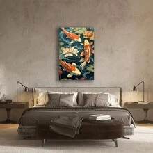 Framed 1pc Koi Fish Pond Lake Wall Art Print Canvas Artprint Desktop Art,Aesthetic Home Decorative Art Poster,Fancy Canvas Art Print Wall Decor,Suitable For Livingroom,Bathroom,Bedroom,Diningroom,Kitchen,Dormitory,Cafe,Corridor,Bar Wall Decoration - Framed - View 4