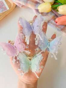 2pcs, New Super Fairy Pearl Butterfly Clipper Side Hairpin Headwear That Won't Damage Your Hair, Princess Hair Accessory On The Forehead With A Bow, Bohemian Faux Pearl Hair Claws For All Four Seasons Hair Clips Hair Jaw Clip Hair Clamps Hair Clutch