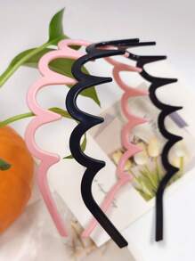 4pcs Ladies' Simple Basic Hair Hoop With Big Wavy Shape, Makeup Headband, Plastic Hair Hoop With Elegant Style,