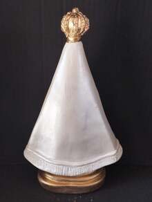 Plaster Statue Of Our Lady Of Aparecida Painted With Pearlescent And Gold Plaster Image Of Our Lady Of Aparecida - 白色 - 查看 3
