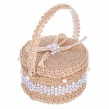 1pc Wedding Flower Girl Ring Box, Creative Woven Rope Ring Basket, Bridal Shower Gift, Wedding Decor, Fashionable Gift Box