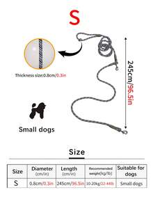 1 件装反光尼龙材质免提狗绳，斜挎遛狗绳，适合小型/中型/大型犬