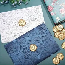 25/50/100 件情侣戒指/心形/玫瑰/桉树图案真蜡封贴纸自粘式婚礼请柬信封封口贴纸用于装饰婚礼请柬、礼物 - 均碼 - 查看 8