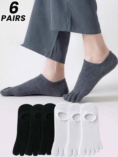 1/2/4/6 Pairs Five Finger Socks, Breathable Thin Toe Separator Socks, Odor Resistant Shallow No Show Boat Socks For Women And Men Summer, Fall