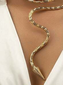 1 pièce Collier ras-du-cou torsadé de forme serpent sexy, convient pour les fêtes et les vacances - Doré A - Voir 2