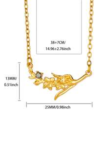 1PC Gold Birth Flower Necklace For Women 12 Month Birthstone Bouquet Pendant Floral Necklace, Daily Wear Jewelry For Valentine's Day Wedding Birthday Gift