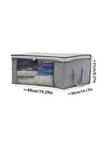 Set de 3 bolsas de almacenamiento plegables para el hogar, contenedores organizadores para ropa, ropa de cama, suéteres, almohadas y almacenamiento en armarios - Gris - Ver 20