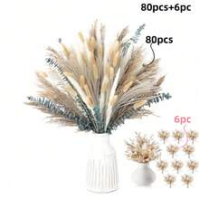 6pcs Mini Bouquets Real Dried Flowers, Immortal Flowers Wedding Favor Gifts, Office Desk, Living Room, Bedroom Decor Birthday Graduation