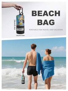 1pc Bluey Beach Towel, Bluey And Coconut Tree Pattern Swim Towel, Bath Towel, Fashion Style Beach Towel, Super Absorbent Bath Towel For Bathroom, Swimming, Fitness, Yoga, Soft And Comfortable Microfiber Towel, Lightweight And Portable, Wind And Sun Protection, Sandproof For Summer Travel, Vacation Holiday Bathroom Decor, Available With Or Without Storage Bag - Multicolor - View 6