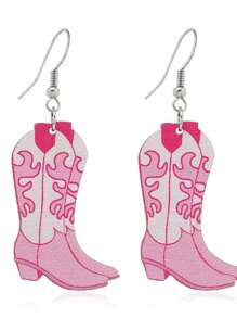 ¡Viento occidental, amor! Los pendientes con forma de bota de mezclilla rosa son un must-have para chicas dulces y geniales