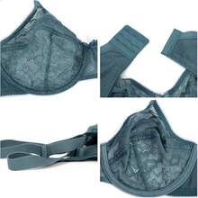 Minimizer Bras Women Full Coverage Underwire Bras Plus Size Lifting Lace Bra Heavy Breast - 香脂藍 - 查看 5