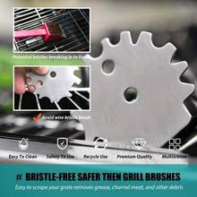 1 Stainless Steel Barbecue Grill Scraper - 1 Piece, Suitable For Cleaning Grills And Camping Accessories, Dishwasher Washable, Bristles Free