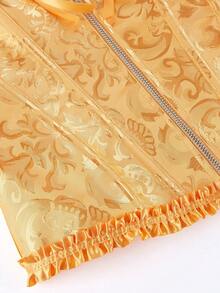 女款大尺碼婚紗風拉鍊收腰束腹塑身魚骨宮廷風抹胸式胸衣上衣，適合萬聖節派對、生日、鄉村音樂會、節慶穿搭、返校及外出穿著 - 金色 - 查看 3