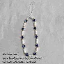 1 pieza Cordón para smartphone de cerámica suave con cuentas de ojo azul y ojo maligno de moda, adecuado como regalo para cualquier festividad