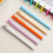 5/10 piezas de bolígrafos borrables con diseños de animales lindos, tamaño mediano, recargables, lavables, tinta azul/negra de 0.5 mm, de plástico, para útiles de oficina y escolares, regalos de maestros, estilo casual, útiles escolares, de vuelta a la escuela