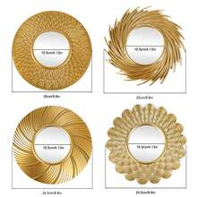 3pcs Plastic Vintage Gold Wall Mirrors, Home Decor With Hanging Hooks, Also Available Vintage Sunflower Pattern Decorations, Suitable For Living Room, Bedroom, Dining Room, Back To School Room Decor And Study Supplies - Multicolor - View 5