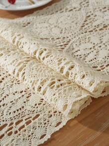 1pc Vintage Crochet Elegant Hollow Out Table Runner, Simple Style, Suitable For Home, Dining Room, Coffee Table, Chest Of Drawers, Home Decor, Holiday Decor, Dinner Party, All Season, Multi-Size Options