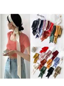 1 pièce Bandeau extra long pour femme 1m, bandeau foulard de couleur unie polyvalent pour la taille ou la décoration du cou, foulard long et fin en soie, accessoire pour fête, cadeau pour les proches et les amis, bandeau turban, serre-tête, bandeau de sport
