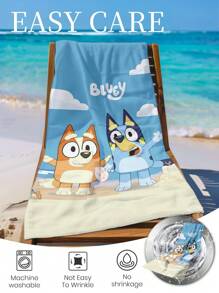 Bluey 1pc Bluey Beach Towel, Bluey And Bingo Pattern Swim Towel, Bath Towel, Fashion Style Beach Towel, Super Absorbent Bath Towel For Bathroom, Swimming, Fitness, Yoga, Soft And Comfortable Microfiber Towel, Lightweight And Portable, Wind And Sun Protection, Sandproof For Summer Travel, Vacation Holiday Bathroom Decor, Available With Or Without Storage Bag