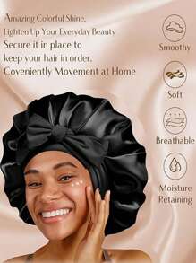 Satin Silk Bandana With Adjustable Tie - Lightweight Hair Care Hat For All Night Comfort, Conditioning And Showering - Men's And Women's Bow Simulated Silk Beauty Hair Care Wide-Brimmed Hat Bandana Sleeping Hat Back To School