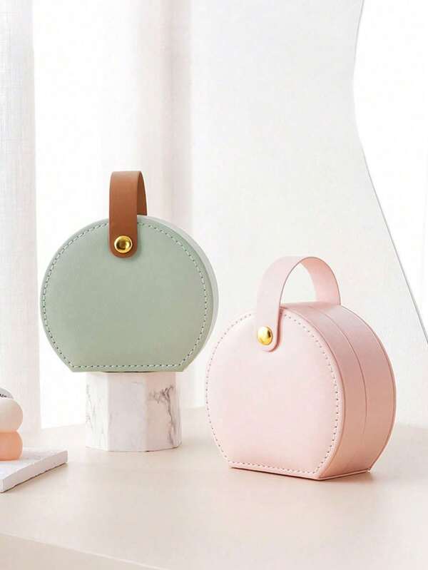 1pc Portable Jewelry Organizer,Case Small Jewelry Boxes,Creative Portable Jewelry Storage Box,Portable Travel Jewelry Box,Bridal Bridesmaid Gift Box,Small Organizers Display Storage Box,Portable PU Leather Jewelry Box,Jewelry Box, Necklace Storage Box