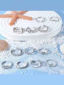 Milacolato Open Toe Rings Set For Women Girls Silver Simple Adjustable Knuckle Ring Foot Jewelry - Silver - View 5