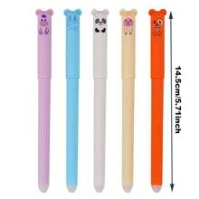 5/10 piezas de bolígrafos borrables con diseños de animales lindos, tamaño mediano, recargables, lavables, tinta azul/negra de 0.5 mm, de plástico, para útiles de oficina y escolares, regalos de maestros, estilo casual, útiles escolares, de vuelta a la escuela