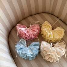 1 件法式蕾丝荷叶边蝴蝶结装饰发夹，甜美优雅发爪发夹适合夏季日常使用，爪夹 - 彩色 - 查看 5