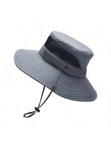 Men's Simple Solid Color Breathable Mesh Bucket Hat, Elegant Outdoor Hiking Sun Protection Cap, Summer