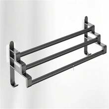 1pc Non Perforated Towel Rack, Bathroom Towel Rack, Hook Bathroom Hanger, Toilet Towel Pole, Wall Mounted Storage Rack - Multicolor - View 6