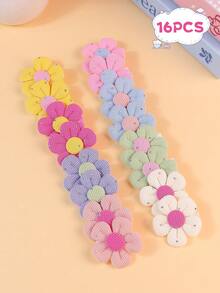 Set de 16 piezas de pasadores de pelo con flores coloridas para niñas y adolescentes, accesorios de pelo versátiles con decoración de rhinestones, gran opción de regalo - Multicolor - Ver 1