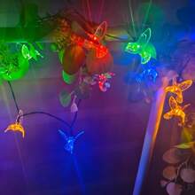 20 Luzes de LED Solares em Forma de Beija-flor, Luzes Decorativas Multicoloridas para Jardim, Quintal, Cerca, Economia de Energia, À Prova D'água, 8 Modos de Iluminação, Controle por Botão, Decoração de Quintal para Festas
