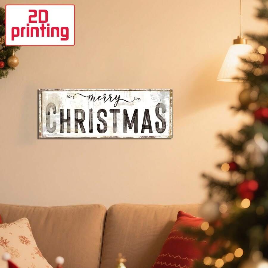 Biển gỗ "Merry Christmas" cổ điển - Trang trí tường theo phong cách trang trại mộc mạc, họa tiết đồng quê cổ kính quyến rũ, thích hợp cho lò sưởi và lối vào, tuyệt vời cho lễ kỷ niệm ngày lễ và năm mới, Giáng sinh - Nhiều màu - Xem 1