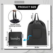 Travel Laundry Bags, Dirty Clothes Travel Bag With Handles, Portable Small Laundry Sack For Travelling, Suitcase, Gym, Camping (Black| 1 Pack) - Black - View 10