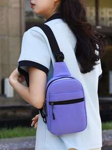 1pc New Women's Chest Bag, Women's Crossbody Bag, Made Of Soft Nylon Material, Thick And Durable, Solid Color, High Quality, Suitable For Daily Commuting, Sports, Campus, Shopping, Travel, Holiday Gifts - Multicolor - View 3