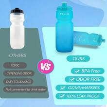 Botella de agua para bicicleta de 24oz de PZLife, botella de agua de presión a prueba de fugas con escala de capacidad y tapa extraíble, reutilizable, para bicicleta, gimnasio, senderismo - Azul oscuro - Ver 7