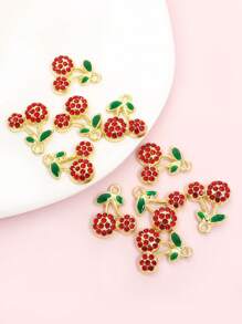 10 Stücke süße niedliche rote Kirsch Emaille Tropfenöl Anhänger mit glänzenden Strass-Einlagen, 6 Stile zierliche Fruchtform Zinklegierung Anhänger für DIY sommerliche, leuchtende Halskette, Armband, Ohrringe, Schlüsselanhänger, Handykette, Taschen Accessoire - Modeschmuck für Mädchen im Alltag, ideales Geschenk für Freunde